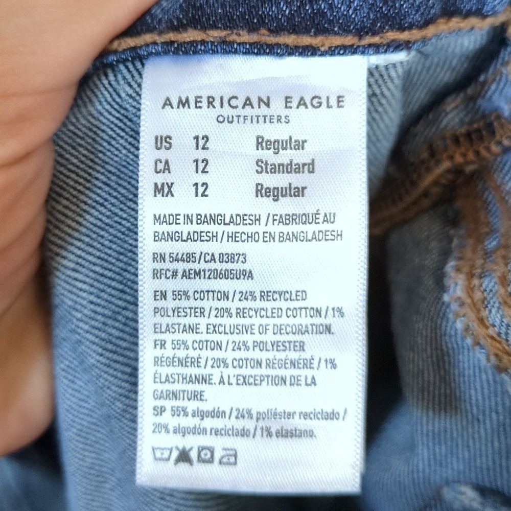 American Eagle Stovepipe Utility Pocket Jeans Crop Raw Hem Stretch Size 12 - Picture 9 of 12